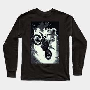 Dirt bike rider - style- w/ grey and white Long Sleeve T-Shirt